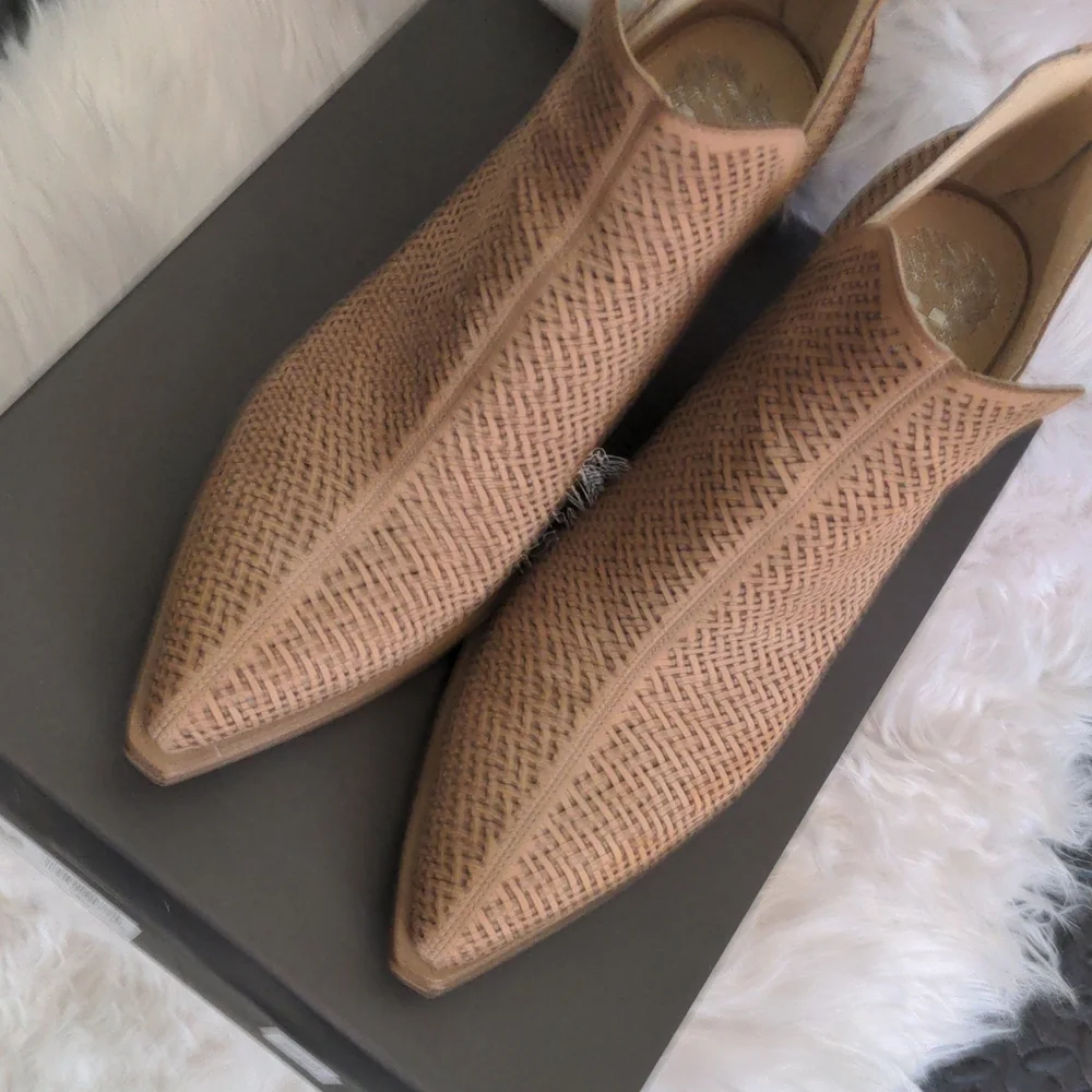 Vince Camuto Gibbela Woven Leather Booties in Tortilla Taupe